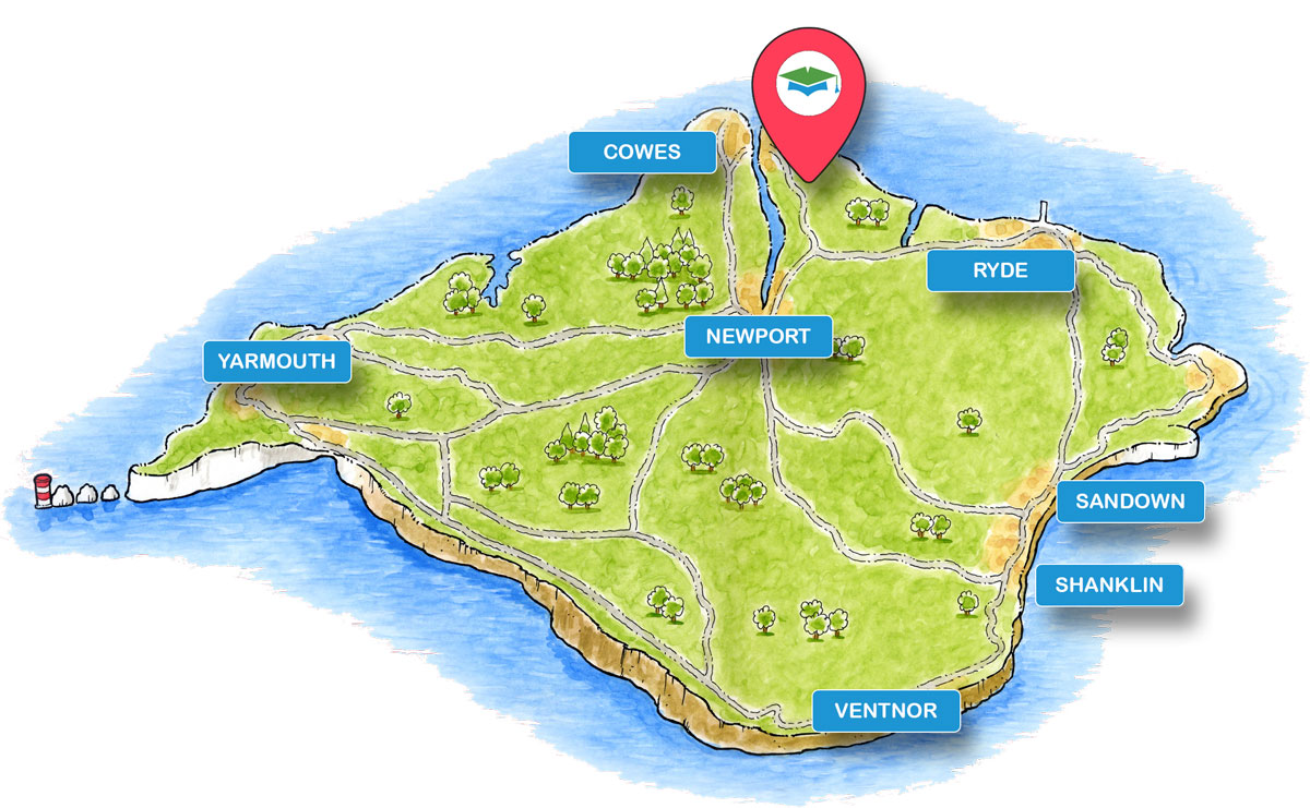 School trip Isle of Wight location map for Osborne (House)